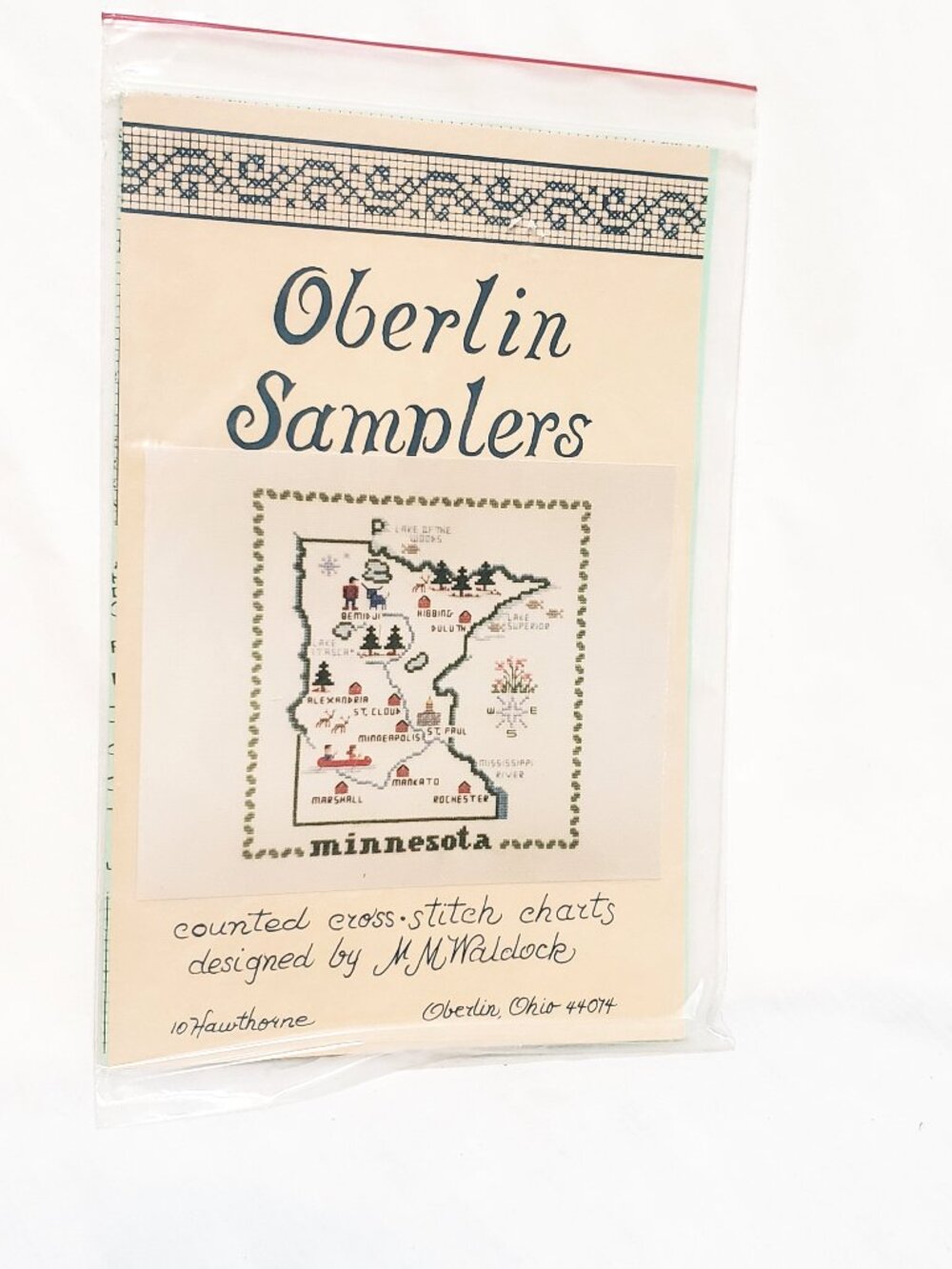 Minnesota Map Cross Stitch Pattern Oberlin Samplers Rochester Marshall Mankato